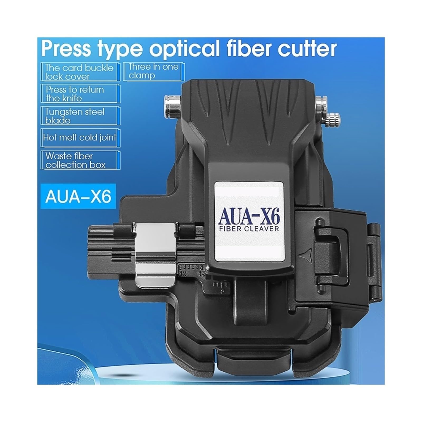 Cuchilla de fibra, Cortadora de fibra AUA-X6, cortadora cables óptica FTTH, conexión en frío/fusión caliente, herramientas corte, cuchillo(AUA-X6)