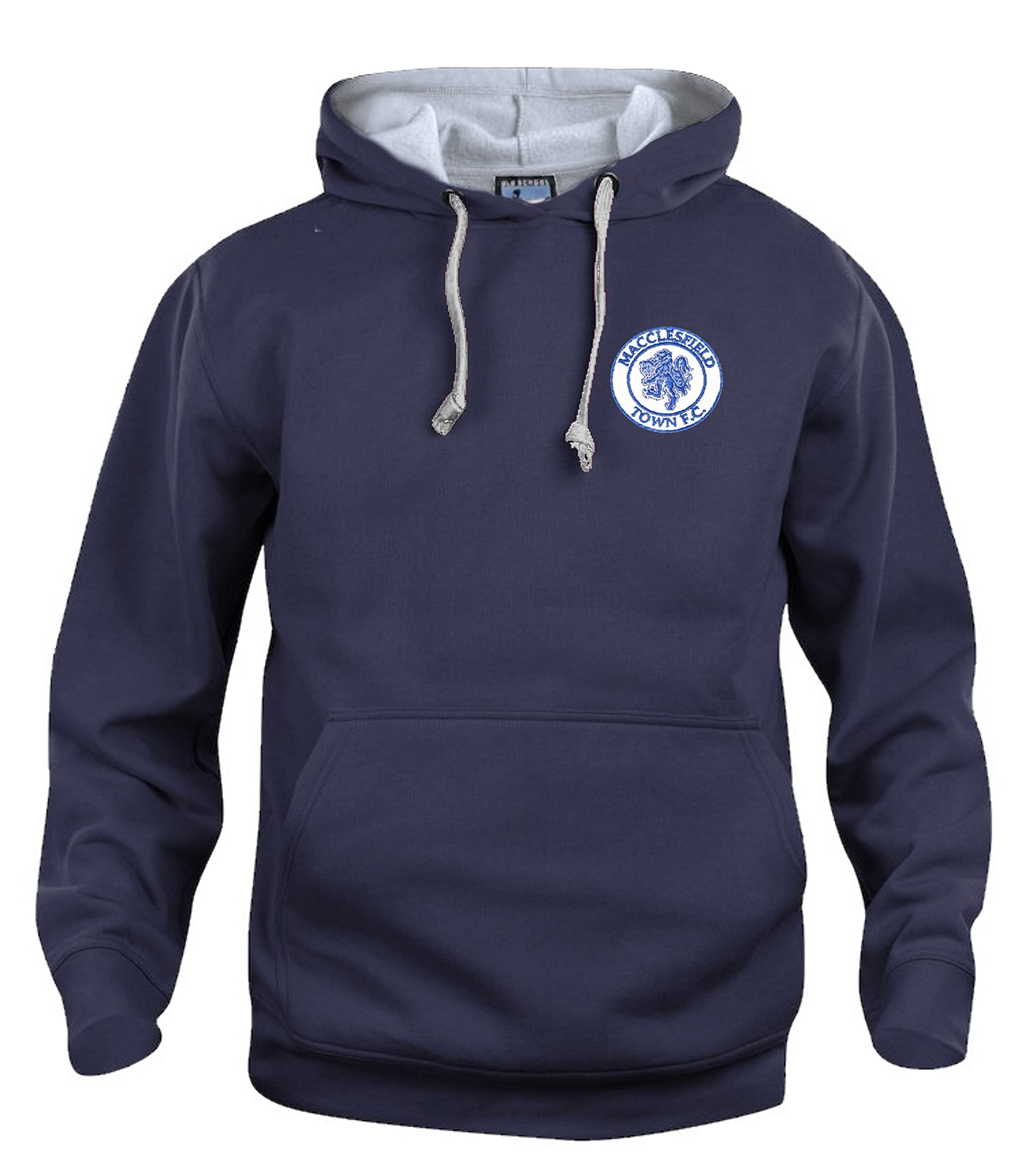 Macclesfield 1960s Retro Football Hoodie Embroidered Logo Navy