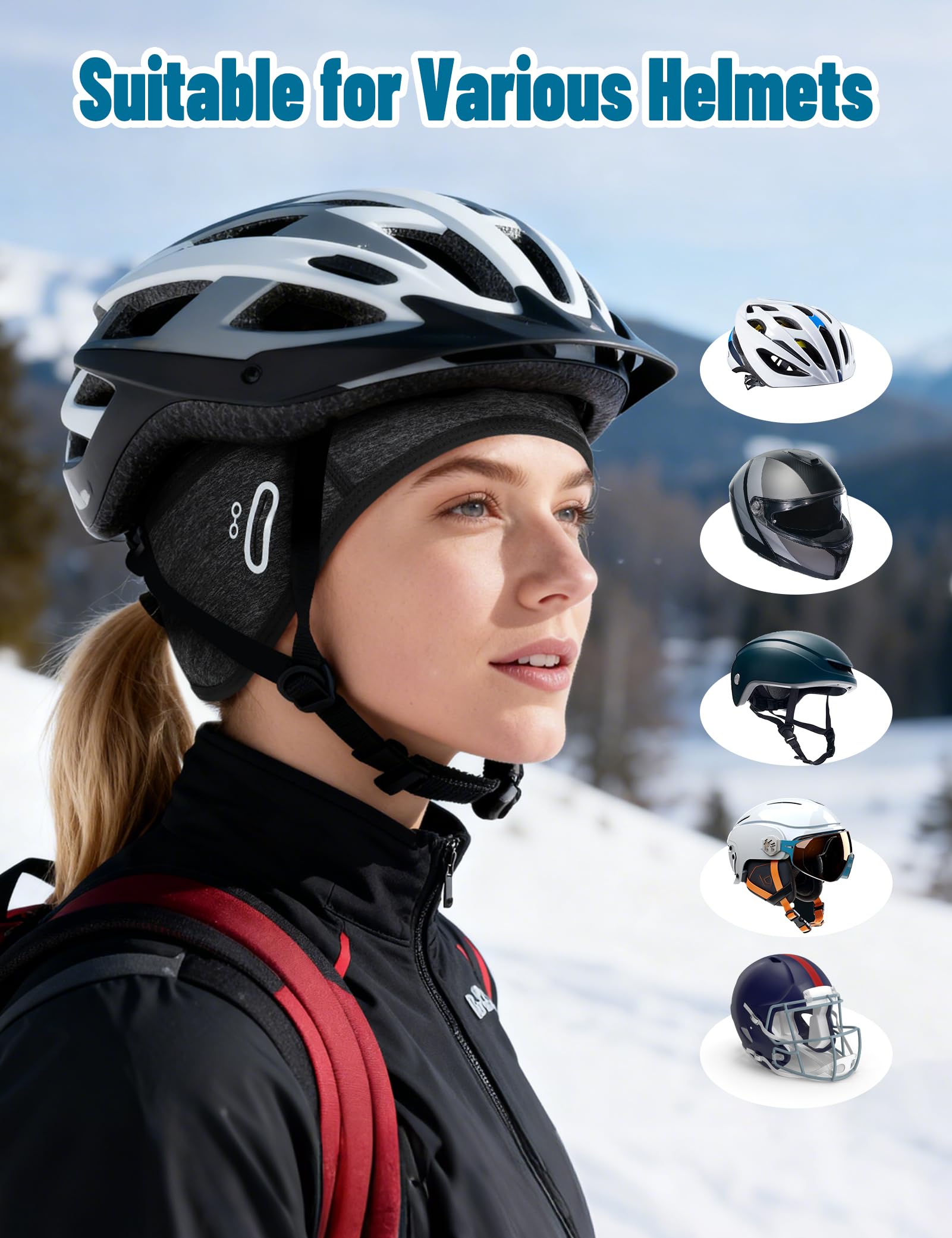 Becellen Zimowa czapka rowerowa pod kask, czapka zimowa męska czapka zimowa czapka termiczna z otworami na okulary wiatroszczelna er kobiety mężczyźni motocykl jazda na nartach wyścigi rowerowe