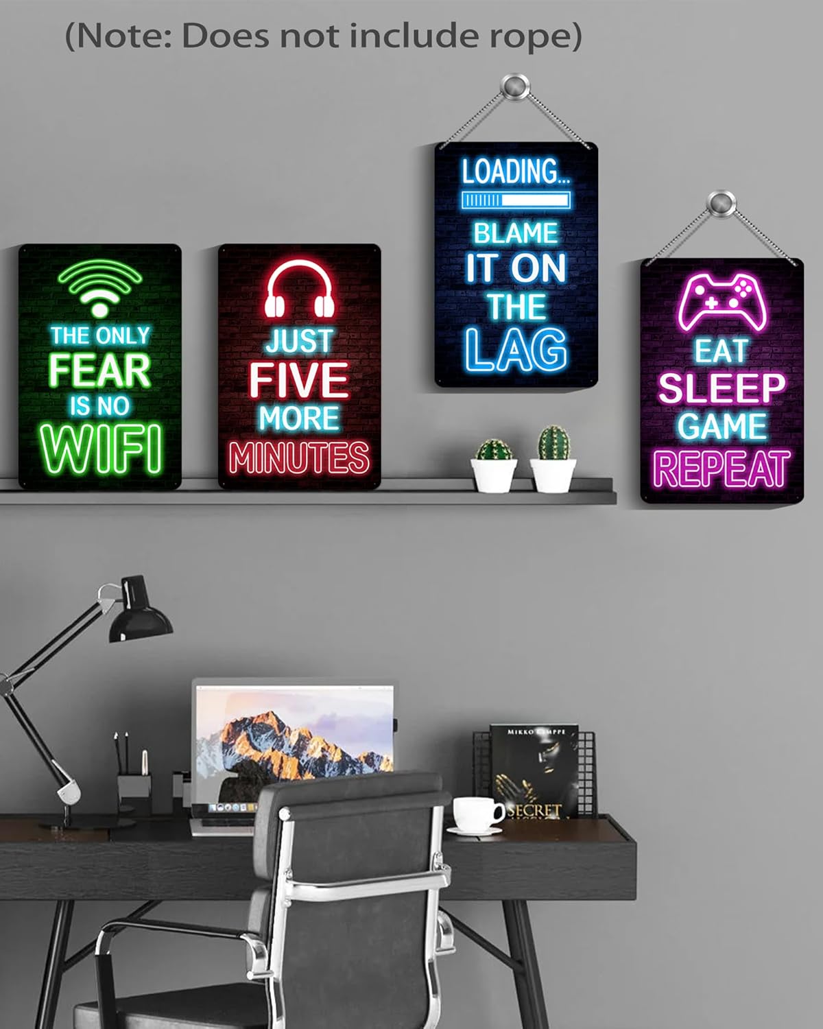 Drsoum Video Gamer Room Decor for Boys Gaming Wall Decor Neon Gaming Room Metal Sign 12 x 8 Inch Set of 4 - Gamer Wall Decor Teenage Boy Room Decor - Image 4