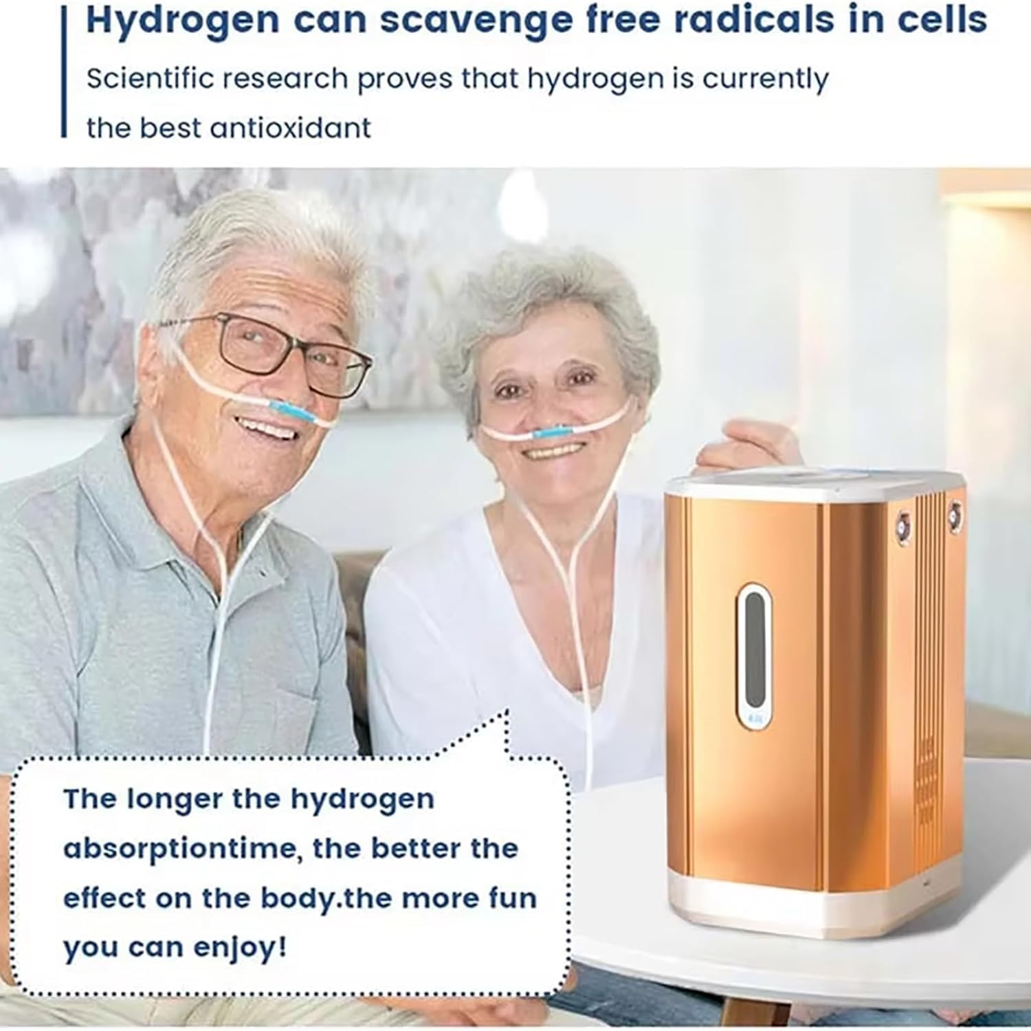 Máquina de inhalación de hidrógeno portátil, generador H2 de doble salida para terapia de hidrógeno nasal, uso doméstico y de viaje, alta pureza y gran caudal