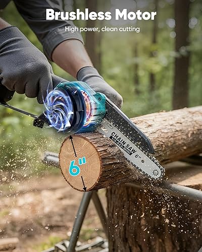 Miniatura 4 de Saker Sierra de poste eléctrica 2 en 1, sierra de poste inalámbrica alimentada por batería, mini motosierra sin escobillas de 6 pulgadas con