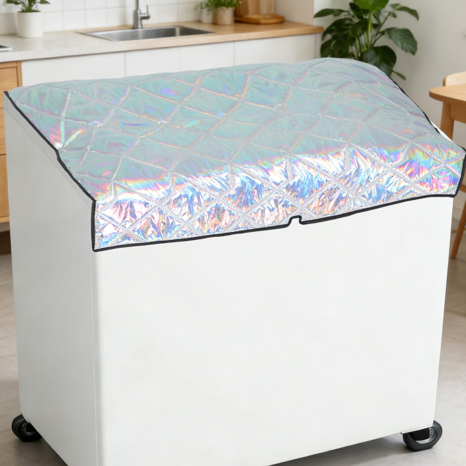 DECHOUS Wetterfeste Außenschutz Thermoabdeckung 100 x 100 cm für Gefrierschrank und Kühlschrank, doppelseitig isoliert, kratzresistent, Polyester, passt für Indoor und Outdoor Bereich,