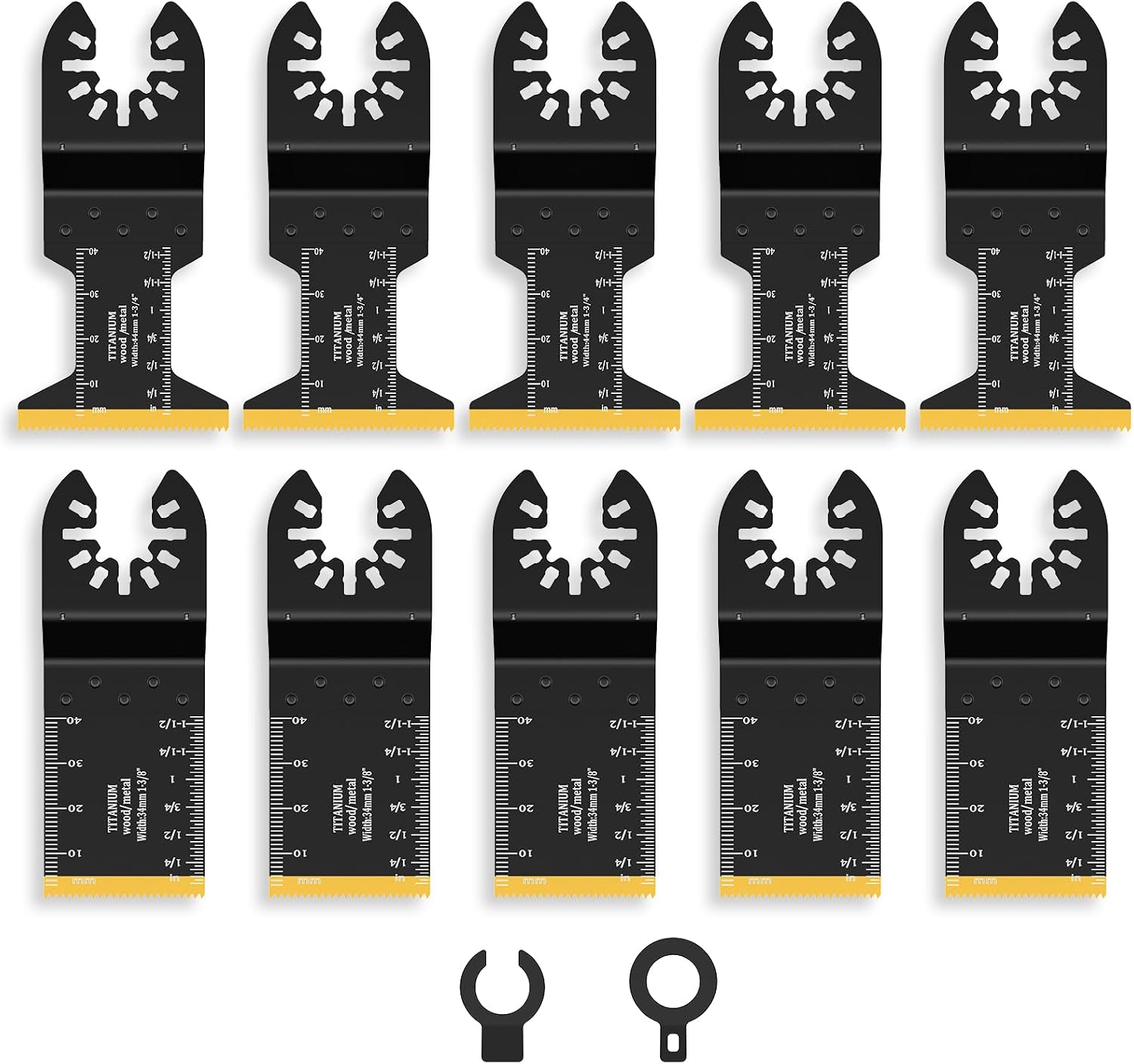 10 Pieces Multitool Saw Blades Titanium 34/44 mm Oscillating Saw Blades High Hardness Oscillating Tool Accessories Oscillating Accessories Set Oscillating Tools for Metal Copper Pipes Nails