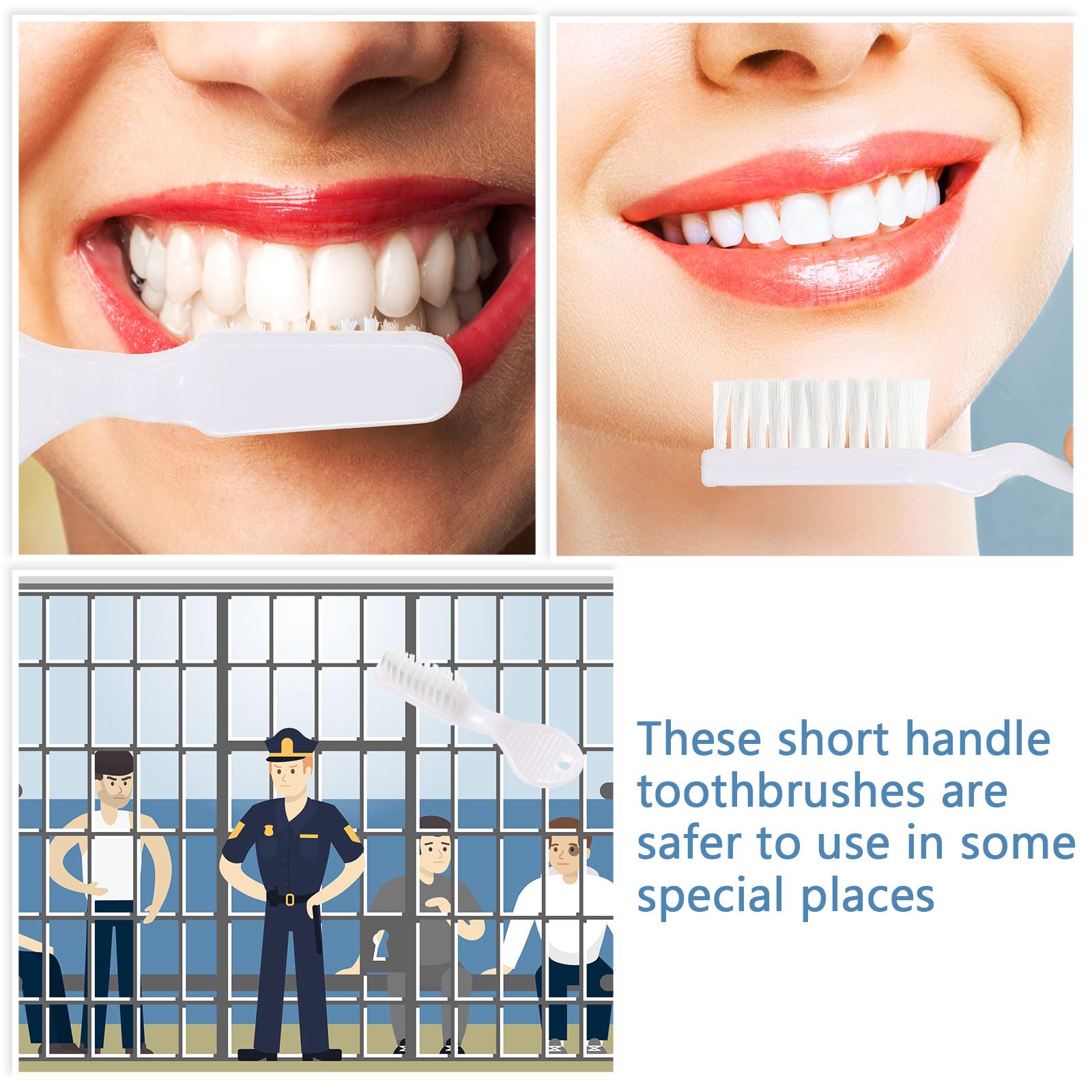 Nuogo 500 piezas mini cepillos de dientes desechables, huellas dactilares, mango corto, cerdas suaves, compactos y ergonómicos, blancos, para instituciones y organizaciones que atienden a adultos