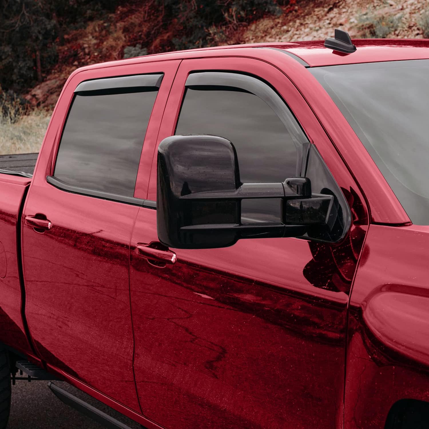 Voron Glass in-Channel Extra Durable Rain Guards for Trucks Chevrolet (Chevy) Silverado/GMC Sierra 2014-2018 Crew Cab, Window Deflectors, Vent Window Visors, 4 Pieces - 220009
