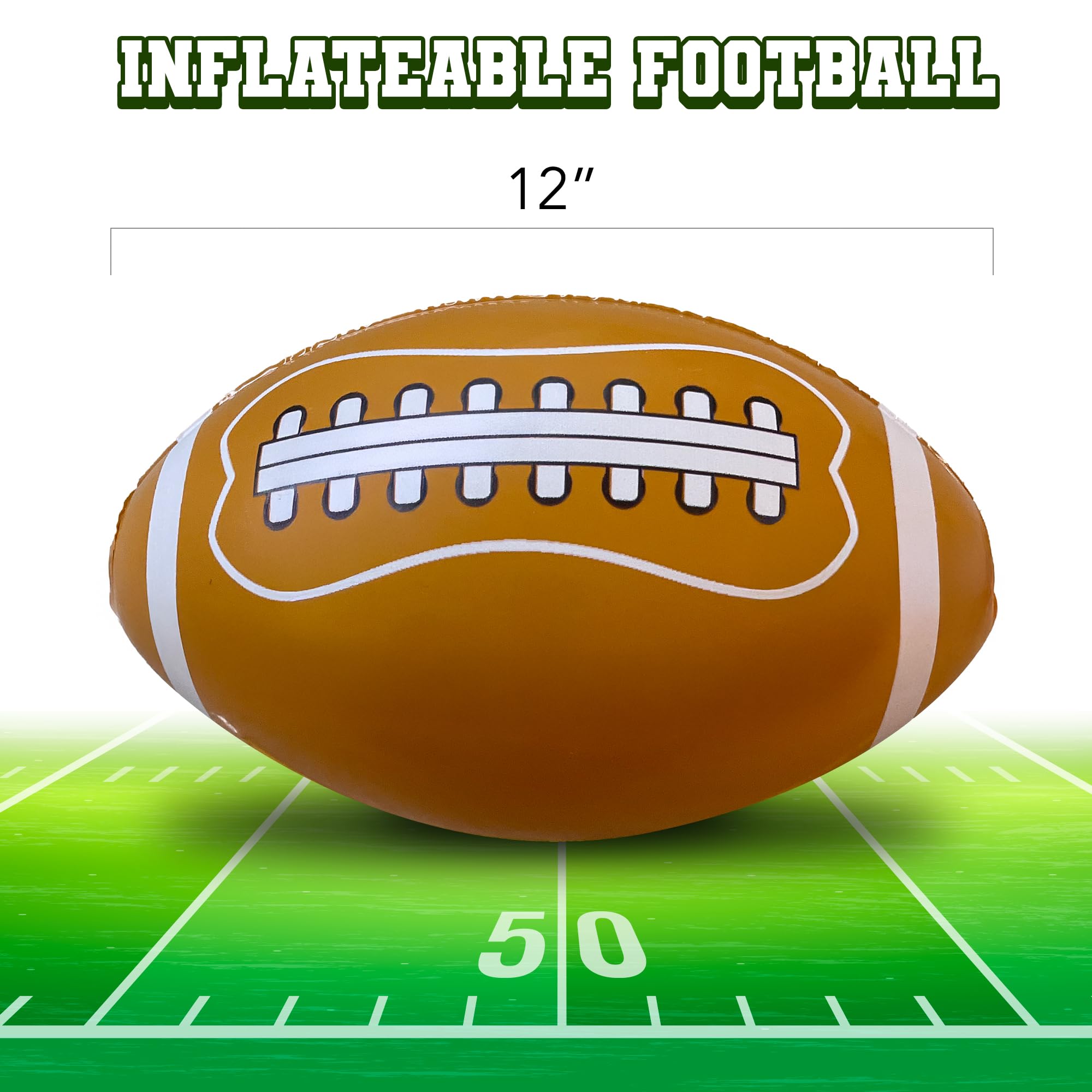 ArtCreativity 12 Pcs Inflatable Football for Football Party Decorations - Inflatable Blow Up Footballs with Touch Down Design - 12 Inches Long - Birthday Party Favors and Decor