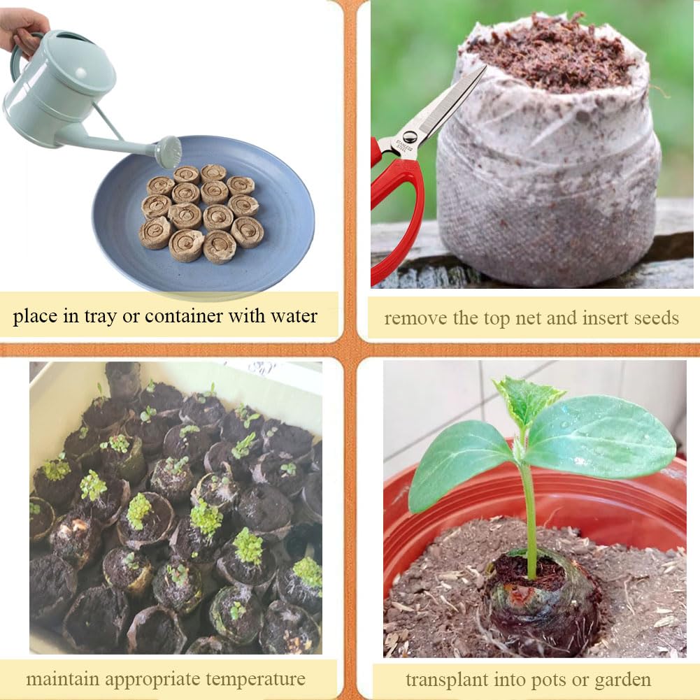 Peat Pellets 35mm 60 PCS, Seed Starter Peat, Compressed Seed Starting Pellets, Nutrient Block Potting Soil for Garden Planting, Flowers, Vegetables, Herbs - 5
