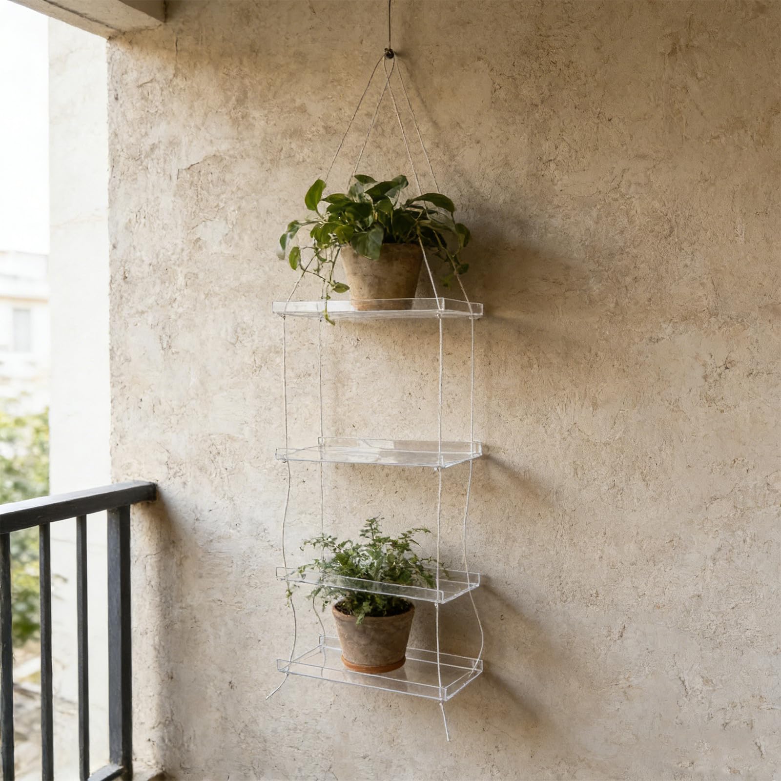 TOYANDONA Support Suspendu pour Plantes à Fenêtre en Acrylique 4 Niveaux