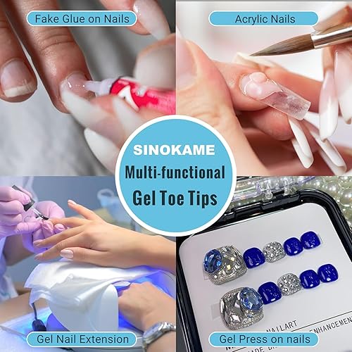 Miniatura 6 de SINOKAME Puntas de uñas de gel de cobertura completa con 2 piezas de pegamento de uñas, uñas de gel falsas pregrabadas mate completo para