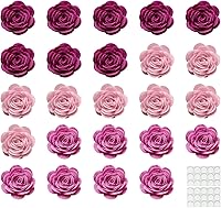 Zision 24pcs 1.2 Inch Felt Fabric Flowers with 30 Stickers - Purple Nonwoven Appliques for DIY Crafts, Scrapbooking, Gift Wrapping & Album Decor