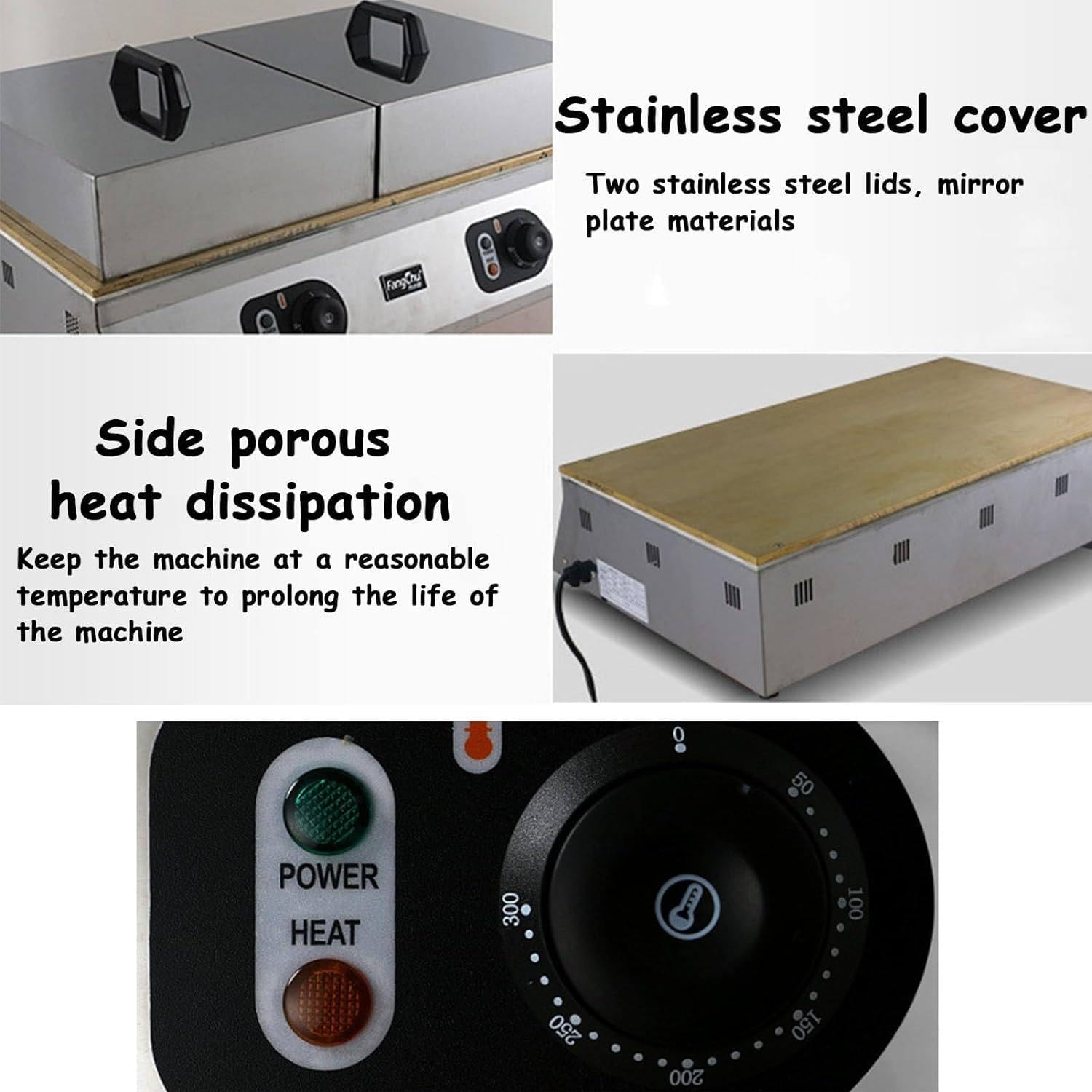 DPLXQPP Stainless Steel Electric Dorayaki Maker,Pancake Maker,Electric Souffle Maker,60-240? Temperature Controlled Electric Waffle Maker for Home,Kitchen,Restaurant, Bakery,A-110V