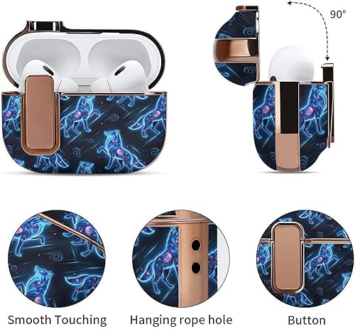 Miniatura 5 de Plastic Cover Compatible with Airpods Pro 2 Case Galaxy Wolf, Protective Skin with Lock