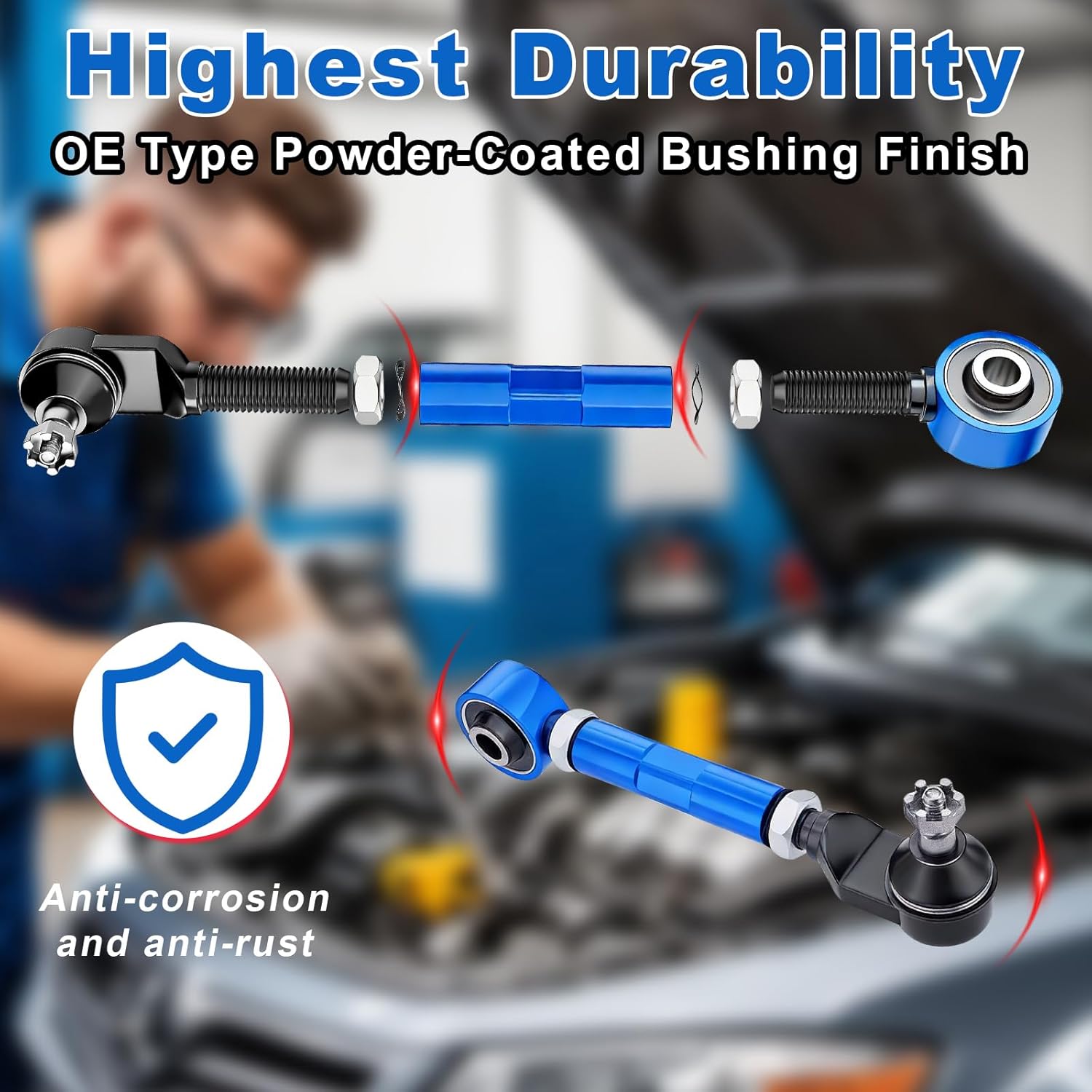 Adjustable Rear Camber Arms Kit - 2-Pack Replacement Rear Suspension Camber Control Arms for 2003-2007 Accord/2003-2008 Pilot/1999-2004 Odyssey/2004-2008 TSX (BLUE)
