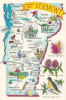 ART.COM Wall Art Print Map of Vermont, 16" x 24"