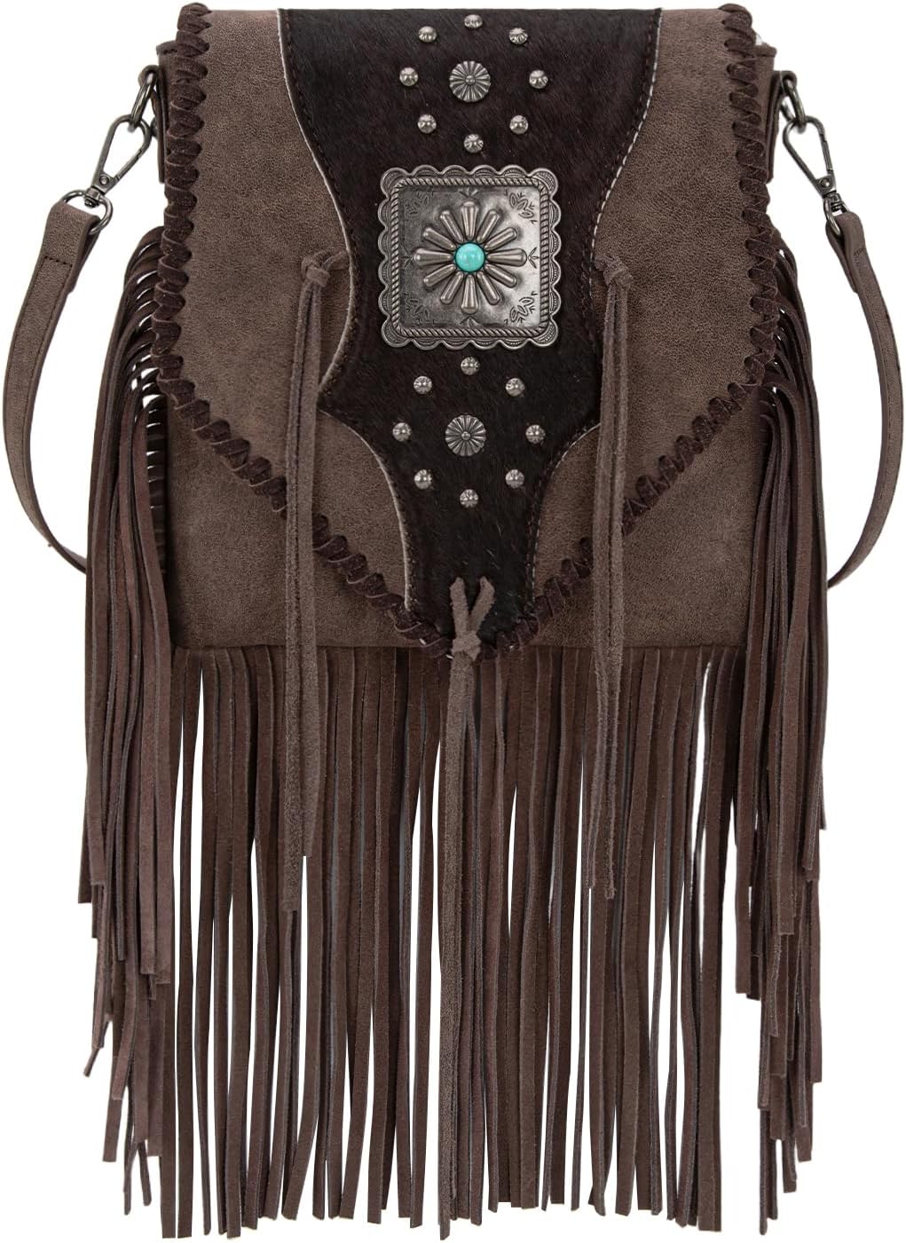 Trinity Ranch Crossbody Bags for Women Fringe Hair-On Cowhide Westen Purse