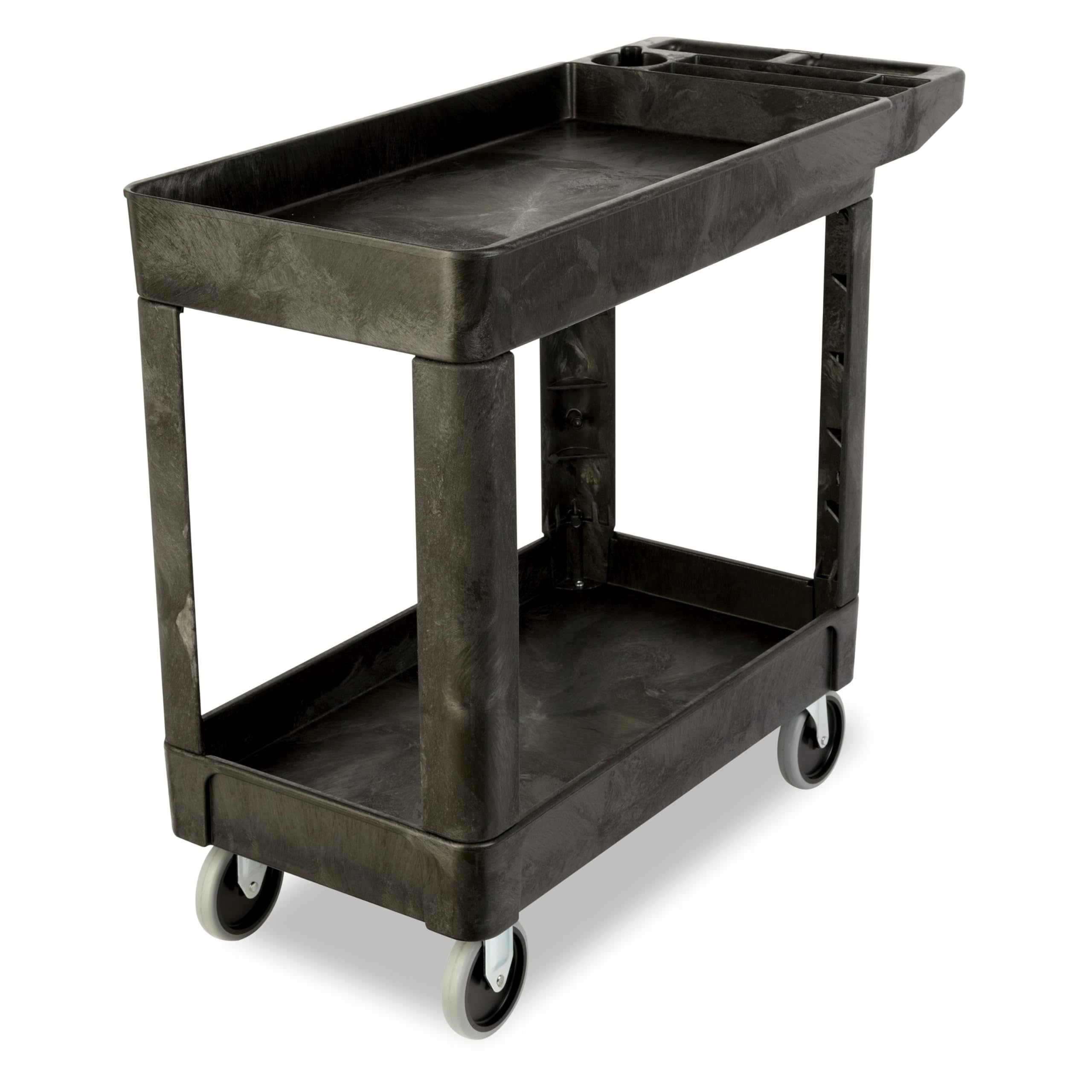 Rubbermaid Commercial Heavy-Duty 2 Shelf Utility Cart, Lipped Shelves, Medium, Beige, 500 Pound Capacity (FG450089BLA)