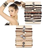 Vista 31 de Lazos para el cabello para mujeres y niñas, 20 pulseras bohemias de doble uso y liga para el cabello grueso, colas de caballo, sin daños, sin