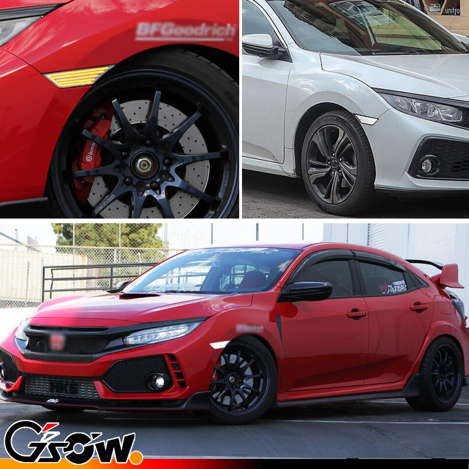 2 PCS LED Side Marker Lights Assembly for Honda Civic 2016-2021 10th Gen Sedan Coupe Hatchback, Sequential Front Side Indicator Fender Lamp, Amber Turn Signal White Position Lamp, Accessories