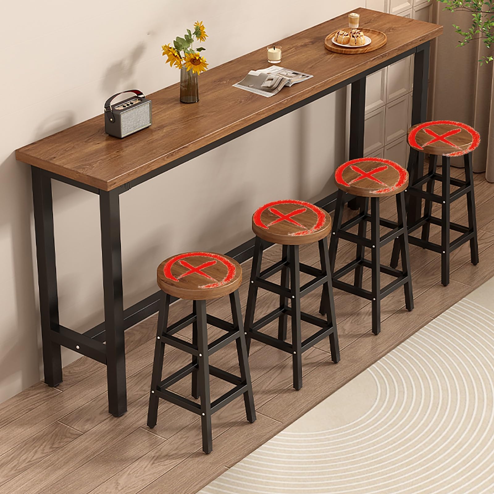 NOBBAT High Bar Table Bar Table 120/140/160/180cm Counter