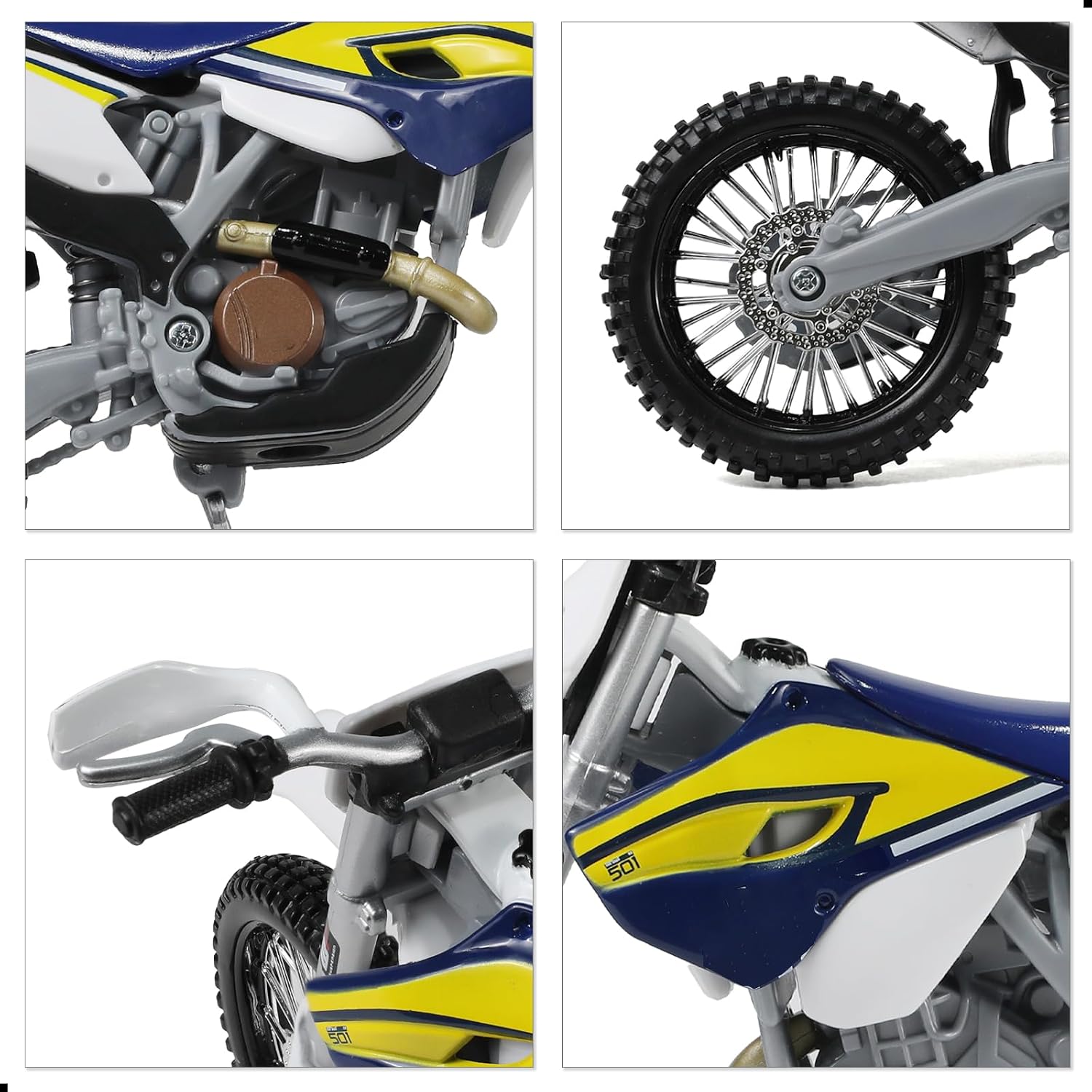 Dirtbike Toy Model Motorcycle Compatible for Husqvarna FE 501 1:12 Dirtbike Toy Motorcycle Model for Kid Age 8-14