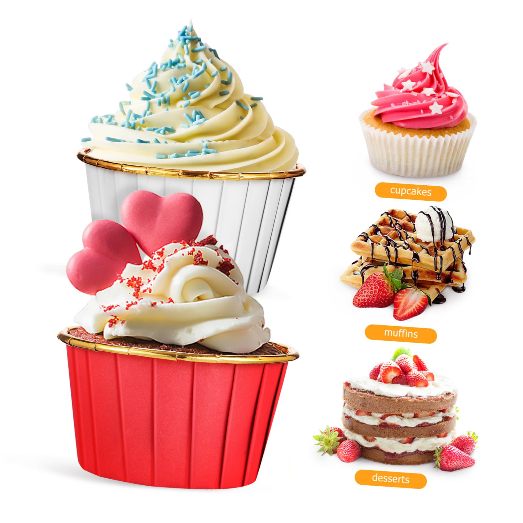 TOPBATHY Papier Cupcake Liners 300 Pezzi in Carta Composita