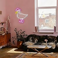 Vista 3 de Letrero de neón de cowboy y pato, letreros de neón de pato y botas de vaquera para decoración de pared, letreros de neón LED rosa con conectividad