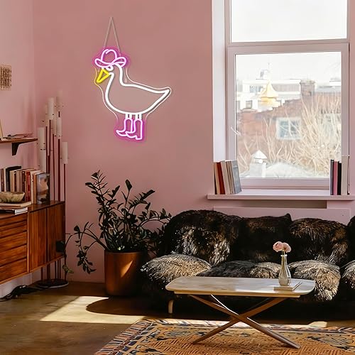 Miniatura 3 de Letrero de neón de pato vaquero, letreros de neón de pato, botas de vaquera, letreros de neón para decoración de pared, conectividad USB, letreros
