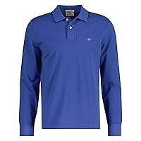 GANT Reg Shield LS Pique Rugger Polo, Rich Blue