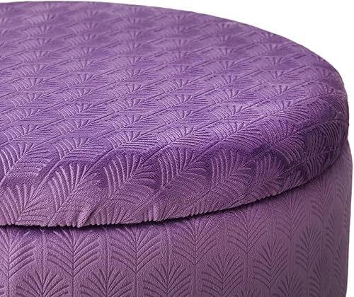 Miniatura 23 de Cpintltr Taburete otomano de almacenamiento de terciopelo con tapa extraíble, taburetes redondos para sofá, reposapiés con asiento acolchado, gris