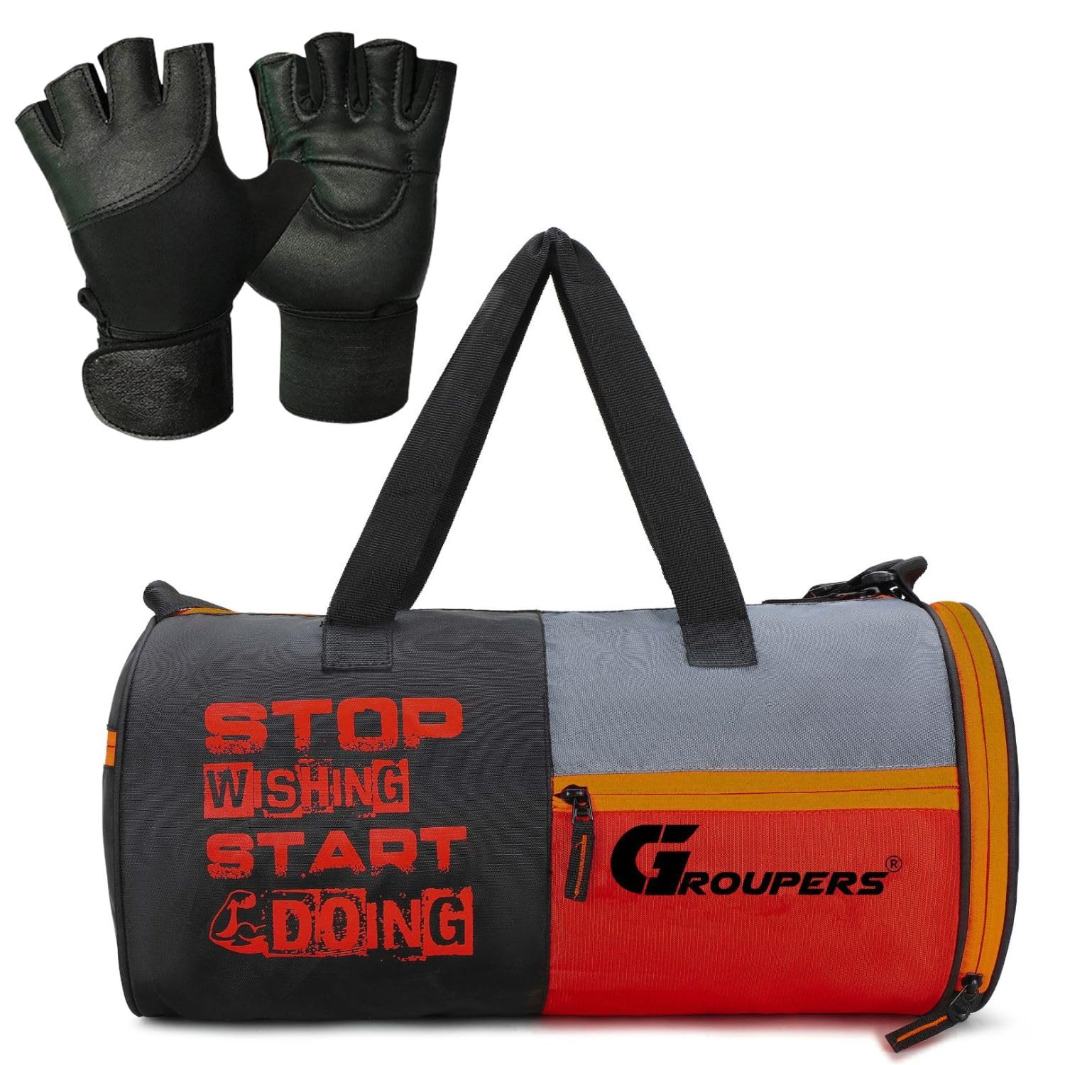 20L Gym Bag Combo – Foldable Duffle with Shoe Pocket + Gym Gloves, Water-Resistant Travel & Workout Weekender for Men & Women, Adjustable Strap, Black (43×25×20 cm)-image-29