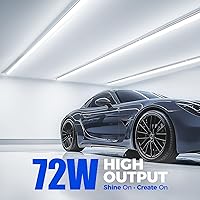 Vista 2 de Barrina Luz LED de tienda de 8 pies, 72 W, 10000 lúmenes, 6500 K, luces de tubo LED enlazables de cubierta transparente, lámpara T8 integrada, luces