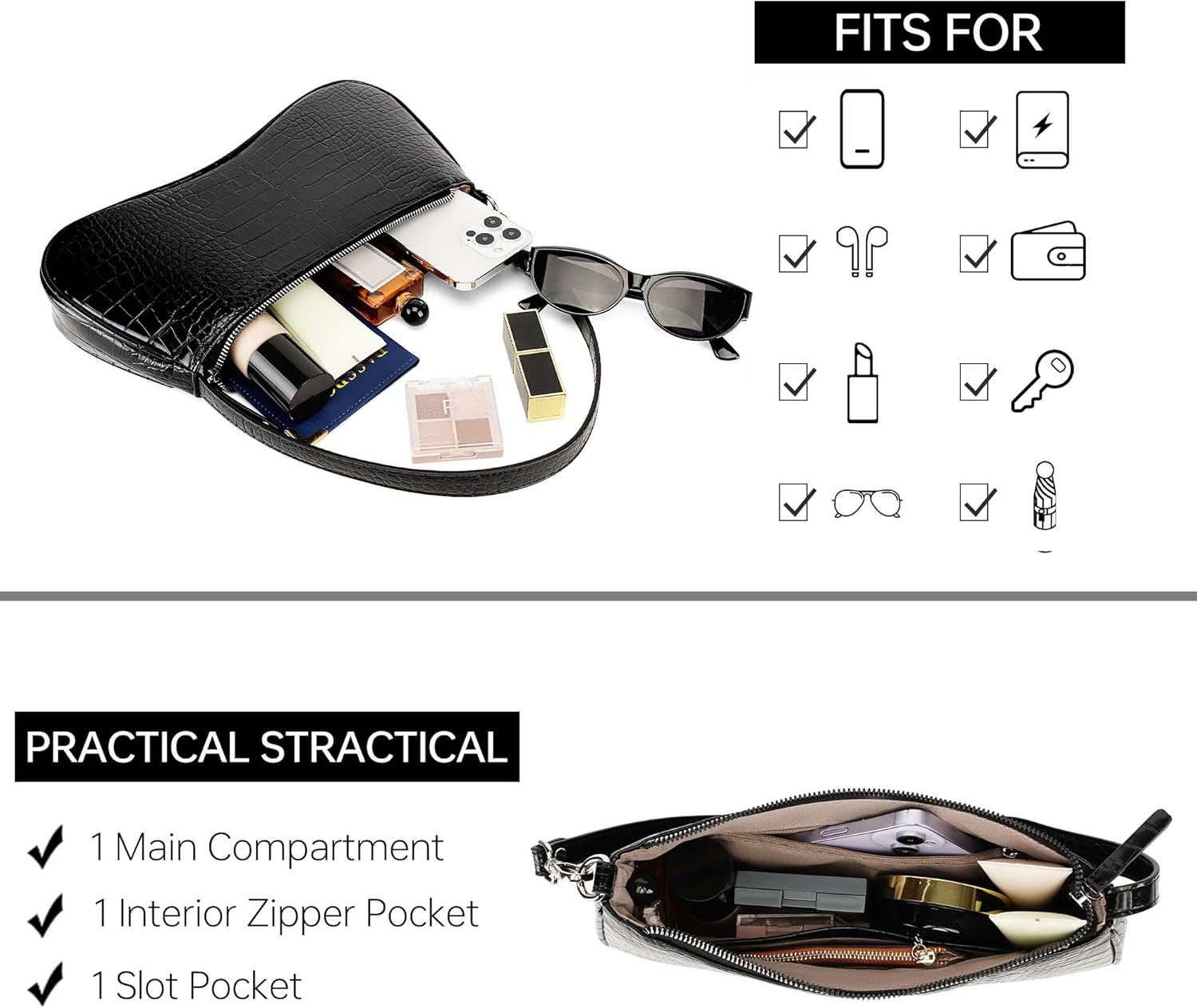 Shoulder Purse for Women Crocodile Purse Shoulder Bag Designer Purse Evening Purse for Daily Use
