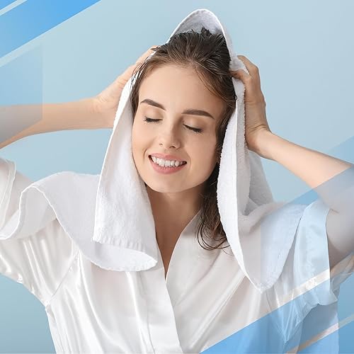 Miniatura 21 de Infinitee Xclusives Juego de 4 toallas de baño blancas de alta calidad para baño (27 x 54 pulgadas), toallas de baño 100% algodón hilado en anillo