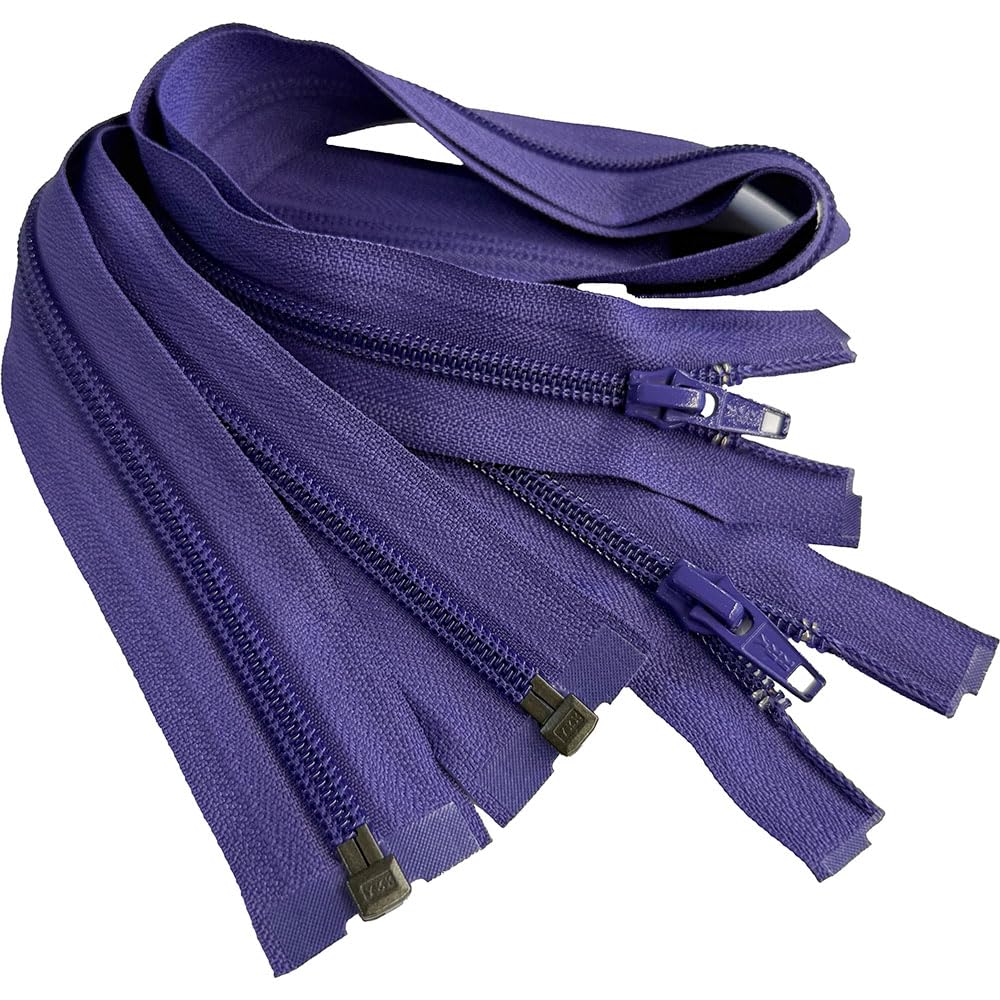 2pcs YKK #5 24" Inches Nylon Coil Medium Weight Sport Jacket Zipper Separating Choose Your Color Made in The United States (Purple #559W)