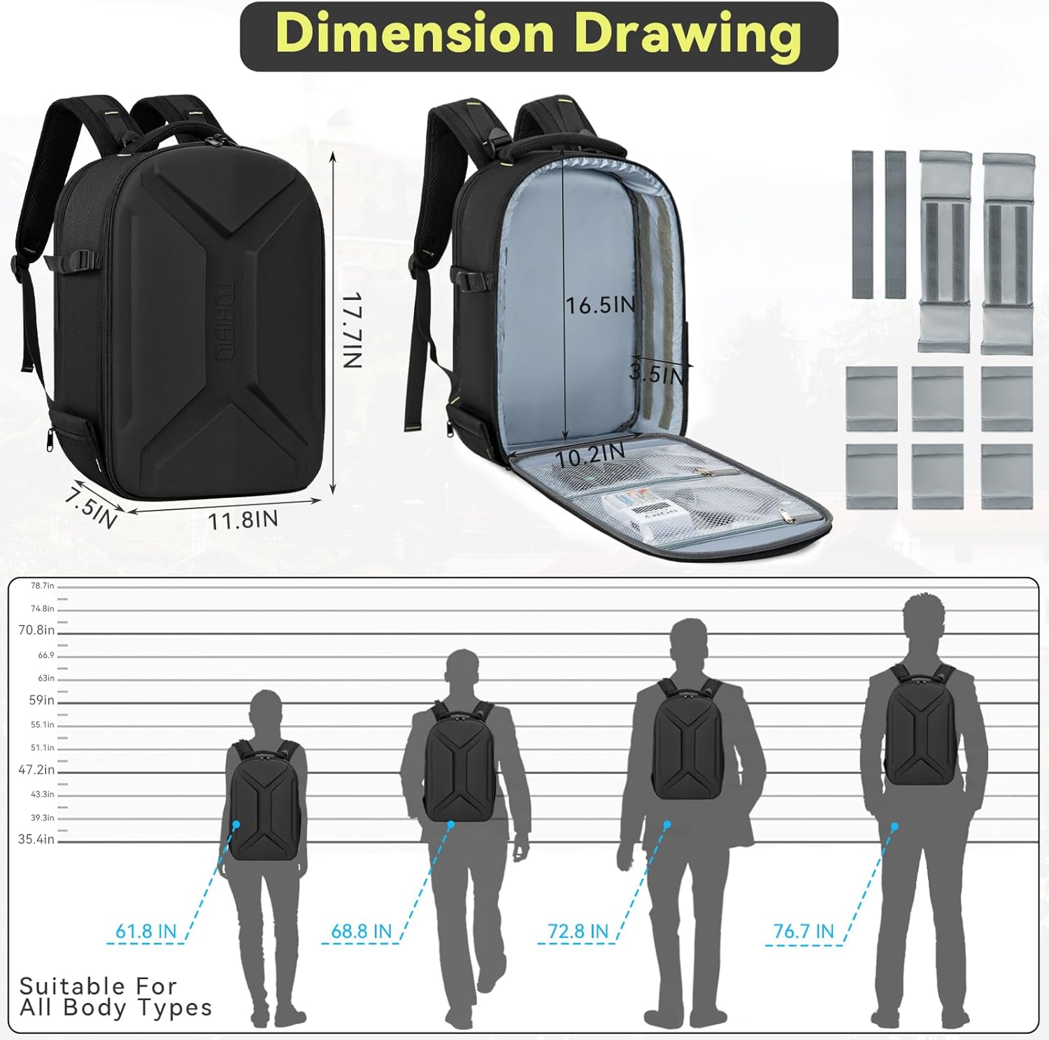 Camera Backpack, Hardshell DSLR Photography Camera Bag with Rain Cover, Waterproof Hard Shell Camera Case with Tripod Holder & 15.6" Laptop Compartment Compatible with Canon/Nikon/Sony/DJI Mavic Drone