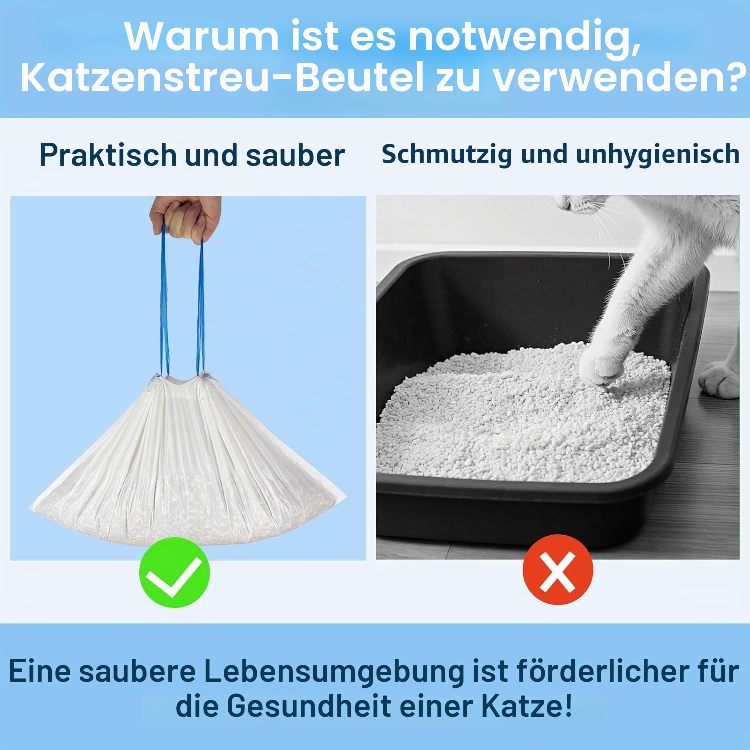 CROING PURAMAX 2, PURAMAX und PURAX Ersatzabfallbeutel, 6 Rollen, 120 Stück, 55 x 30 cm, tragbare Katzenstreu Auffangbeutel für selbstreinigende Katzentoilette