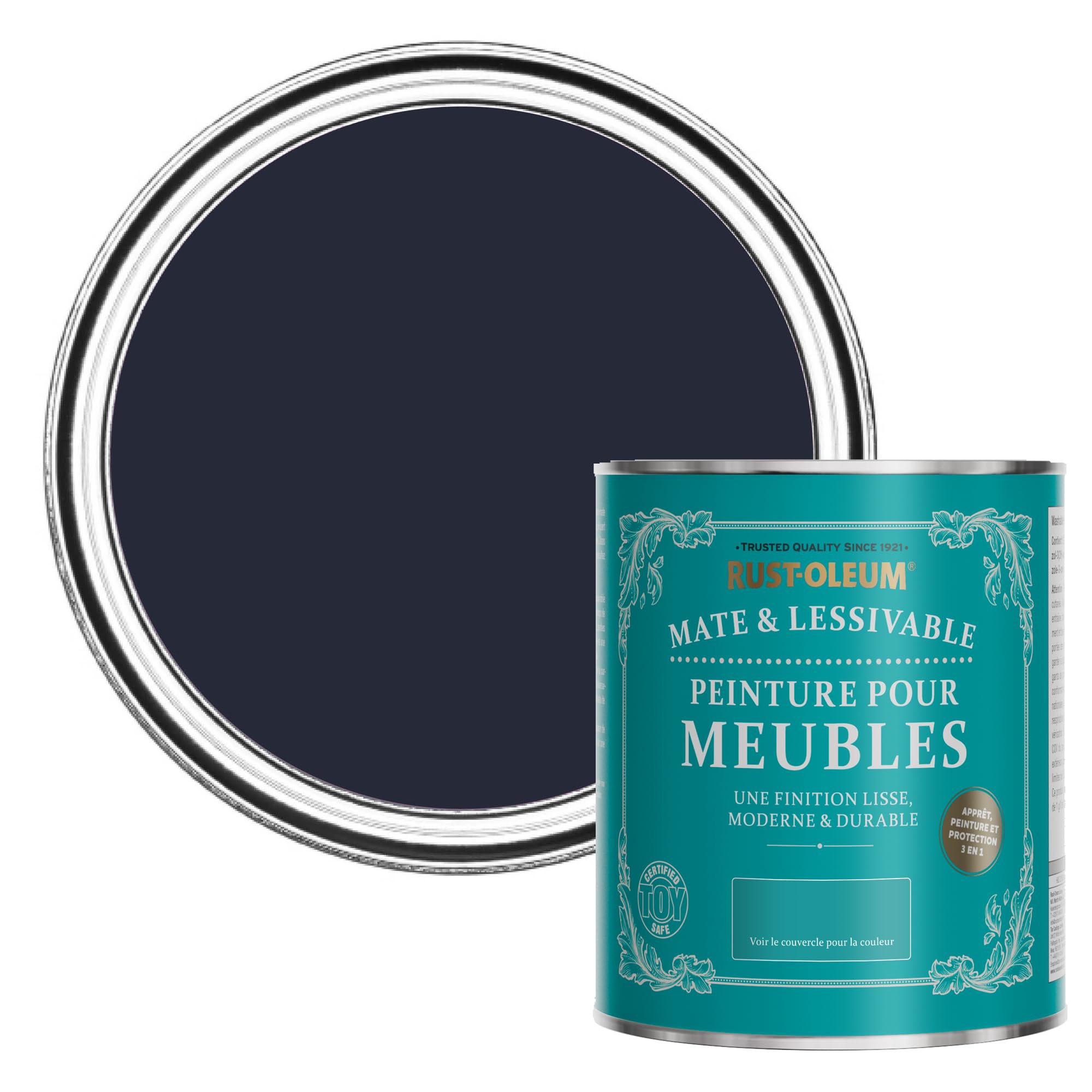 Rust-Oleum Peinture Bleu Marine Mate & Lessivable pour Meubles, Finition Mate - Odyssée 750ml