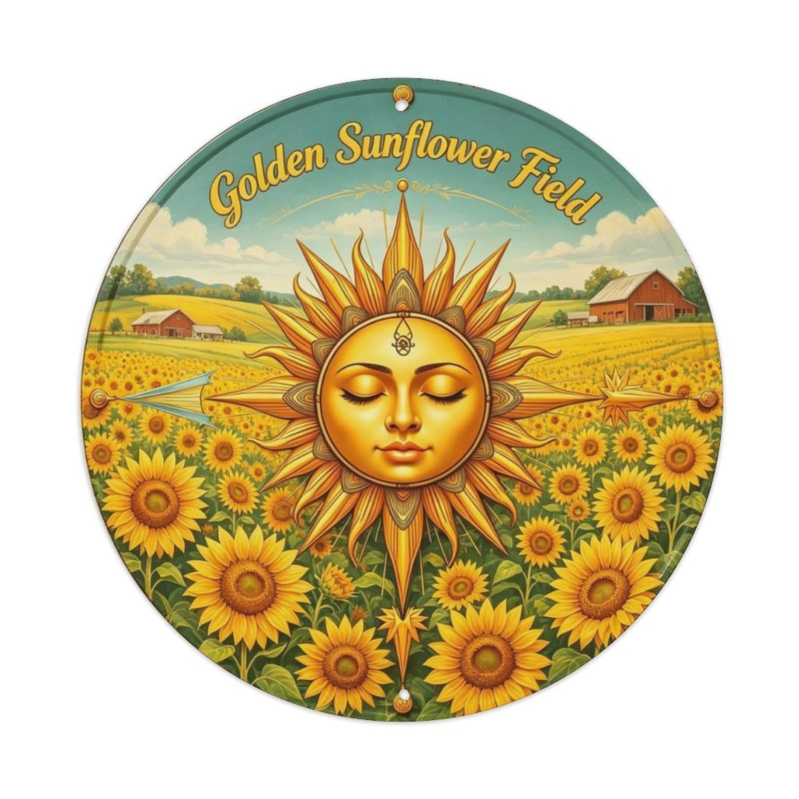 Golden Sunflower Field Metal Tin Sign Plaque