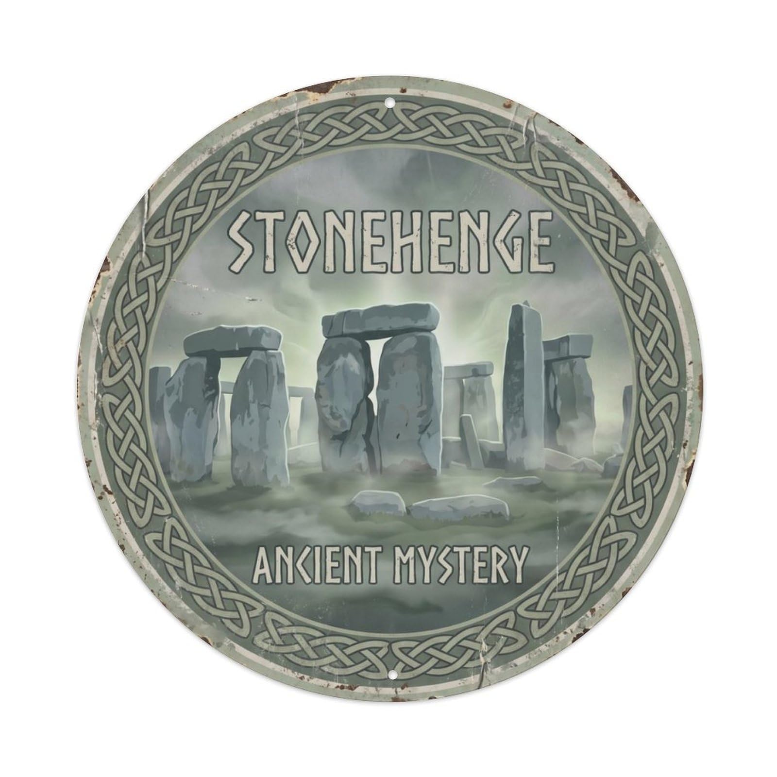 Vintage Travel Stonehenge England Prehistoric Metal Tin Sign Plaque Wall Decor for Cafe, Club Bar, Office, Home Garden Round Metal Poster 8x8Inch