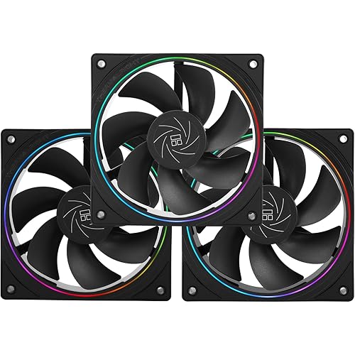 Thermalright TL-S12R X3 CPU Fan,Computer Case Cooler Fan, 12cm Desktop Cooling Fan, 4pin PWM Connector PC Fan with ARGB Aperture, 1500RPM Speed PC Cooler Reverse Fan(3 Packs,Black)