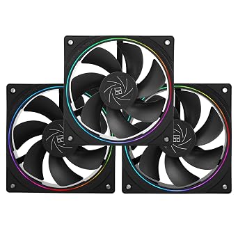 Thermalright TL-S12R X3 CPU Fan 120mm Reverse Fan Case Cooler Fan with ARGB Lighting,CPU Cooling Fan with 1500RPM Speed,Black PC PWM Silent Computer Fan,Set of Fans