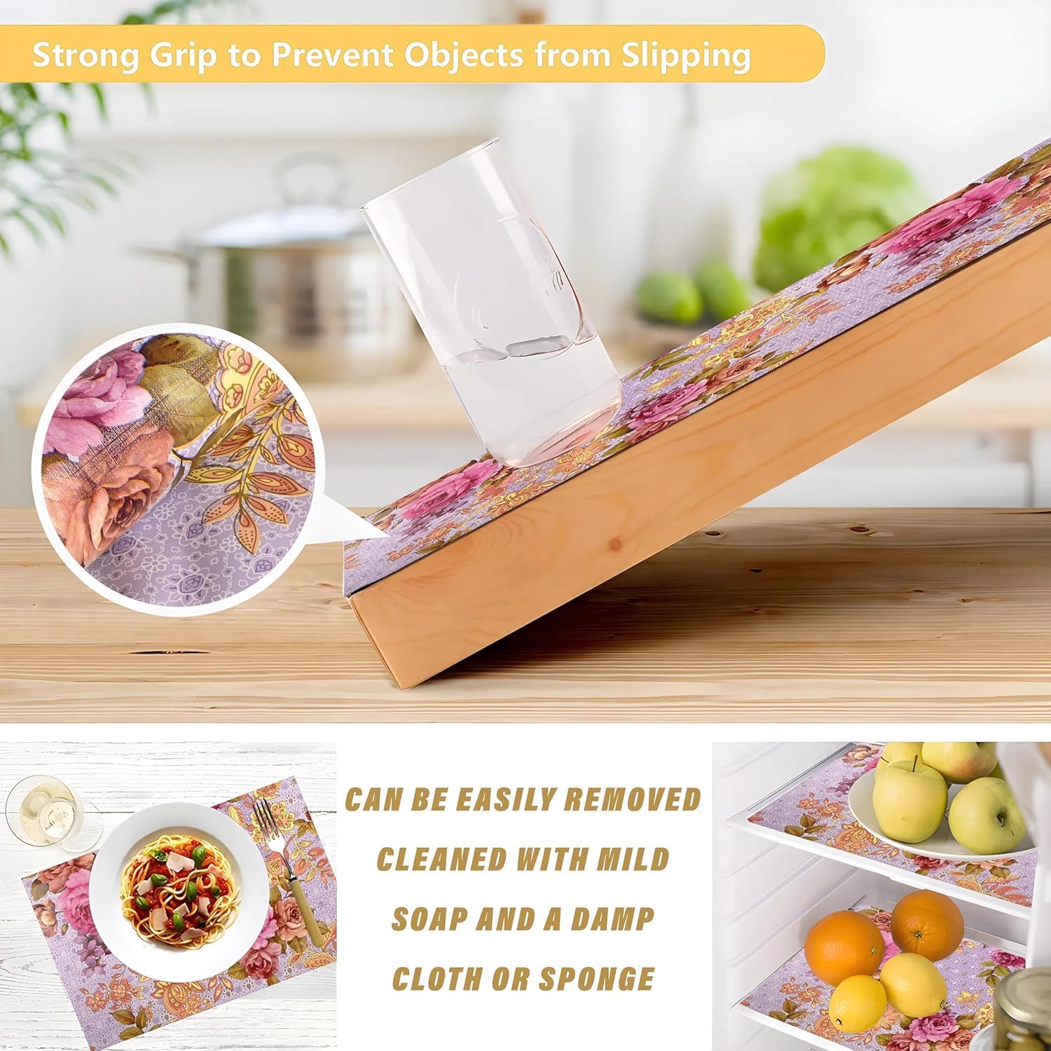 Flower Print Shelf Liner - Protect & Organize Shelves -7