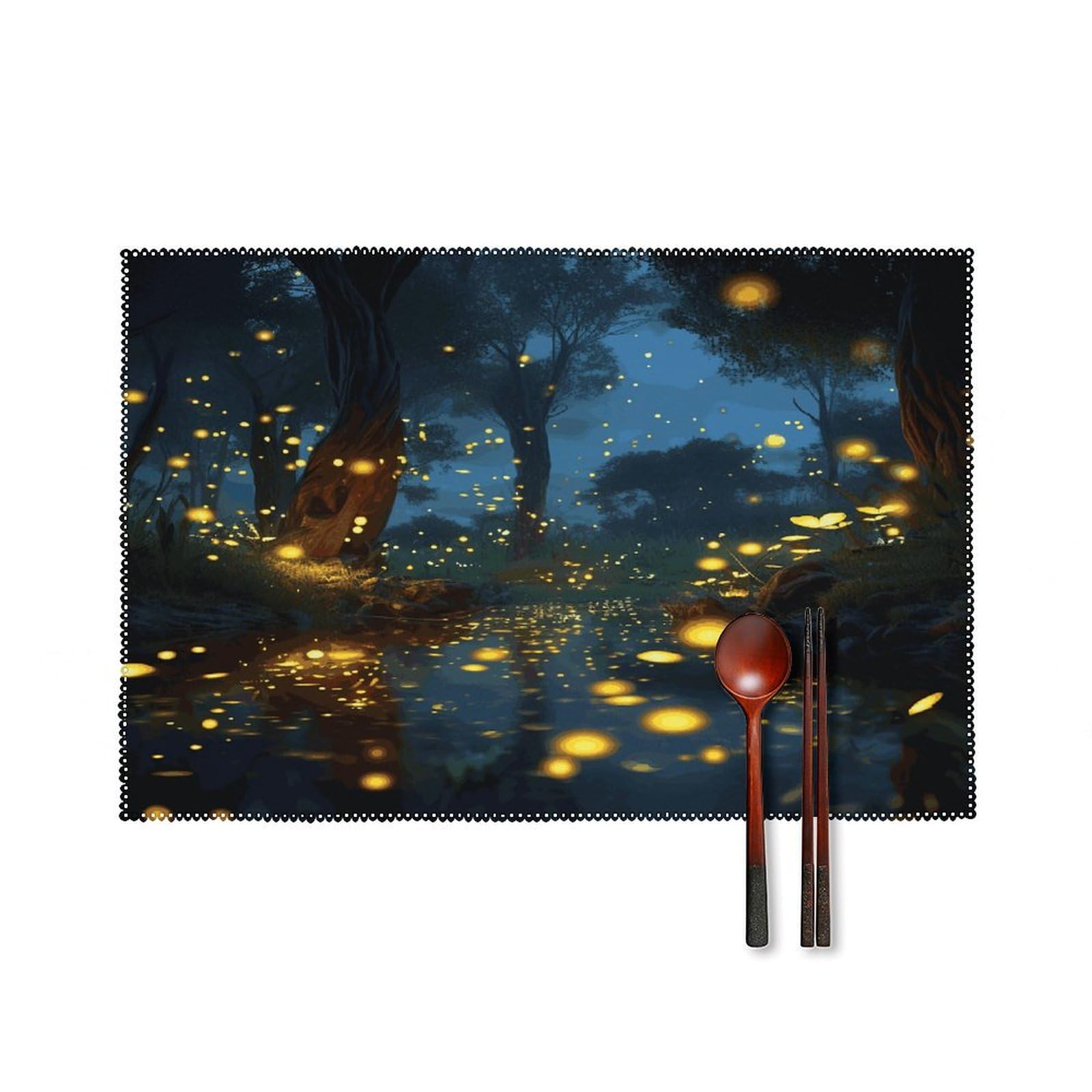 Fodpand Style Fireflies Placemats Set Of 4 Place Mats Table Mats