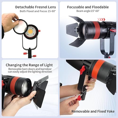 Miniatura 2 de Came-TV Boltzen - Luz LED COB de 55 W, color de luz diurna 5600K Fresnel enfocable TLCI 98+ CRI 96+ iluminación de fotografía, control de