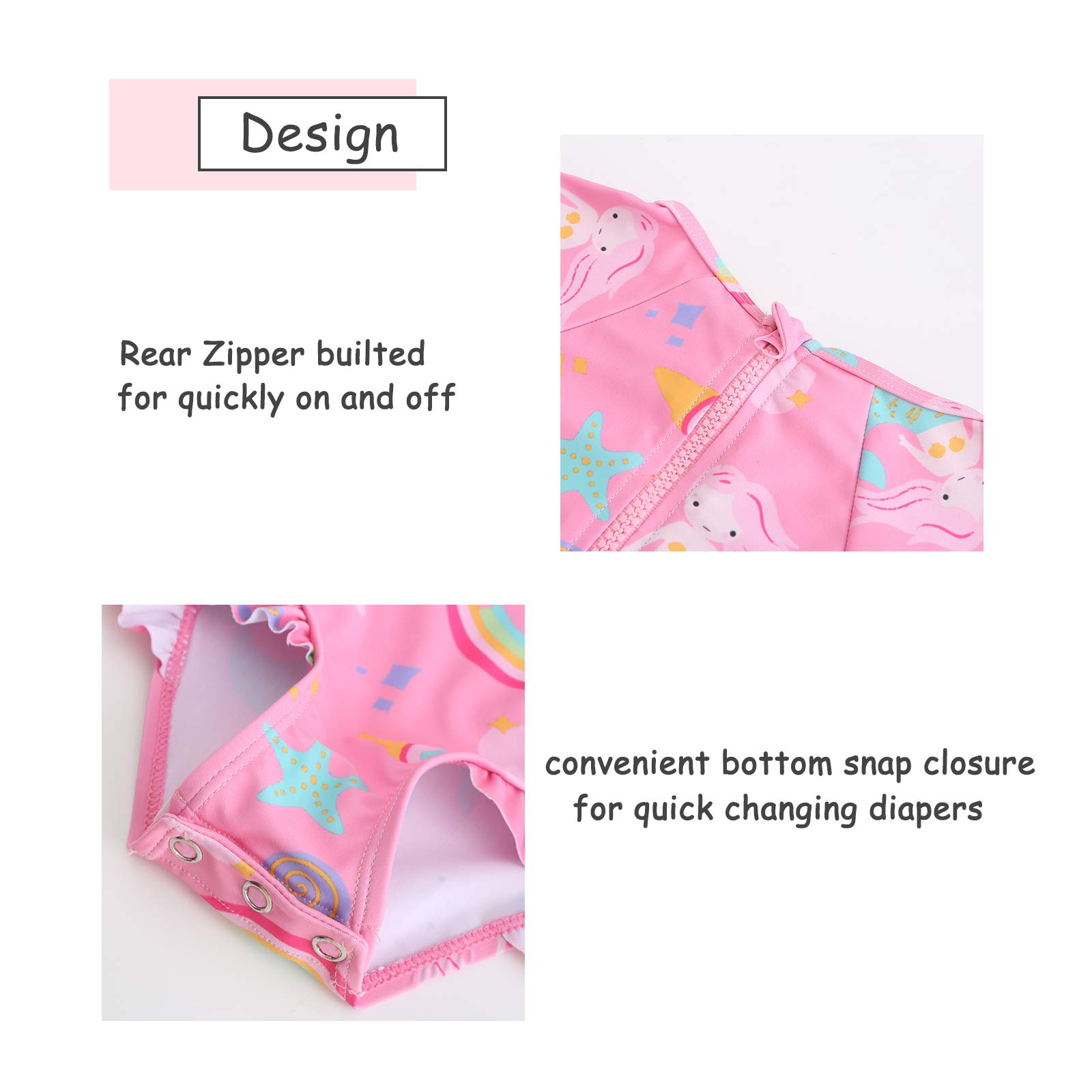 Aisyee Baby Girl Swimming Costume Long Sleeve One Piece Swimwear Baby Girl Swimsuit 3 Months-5 Years
