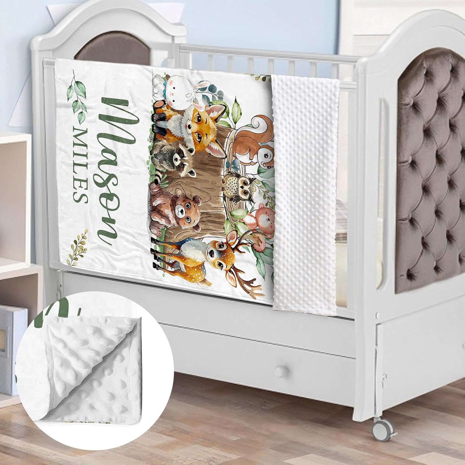 Custom Name Crib Bedding Set with Name - 2 Piece Animal Series Baby Set with Blanket and Crib Sheet, Cozy and Durable Infant Nursery Bedding, Gifts for Toddler