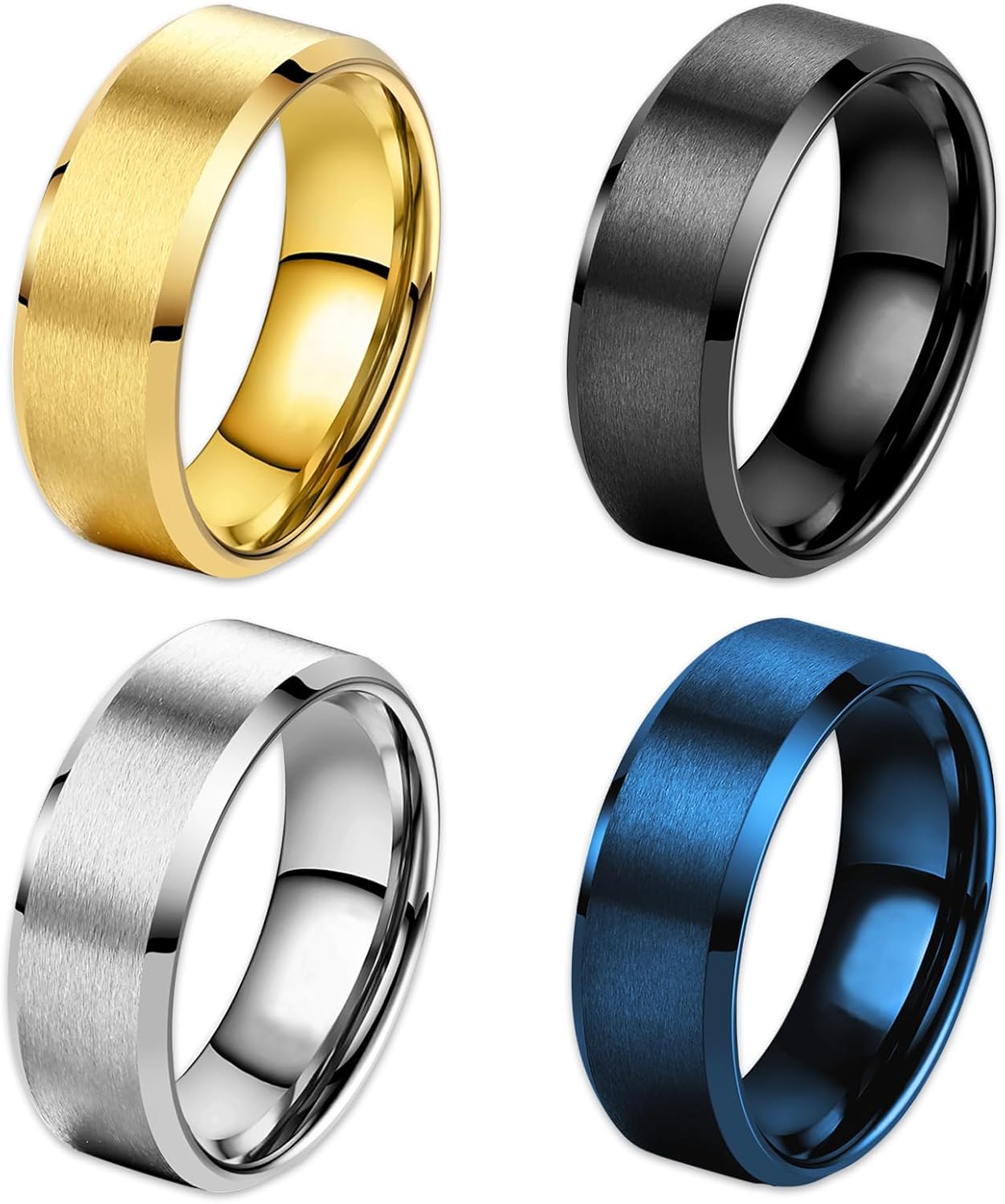 Fidget Rings for Anxiety 4-6pcs Stainless Steel Rings for Men Fidget Ring Black Anxiety Spinner Ring Set for Women Men