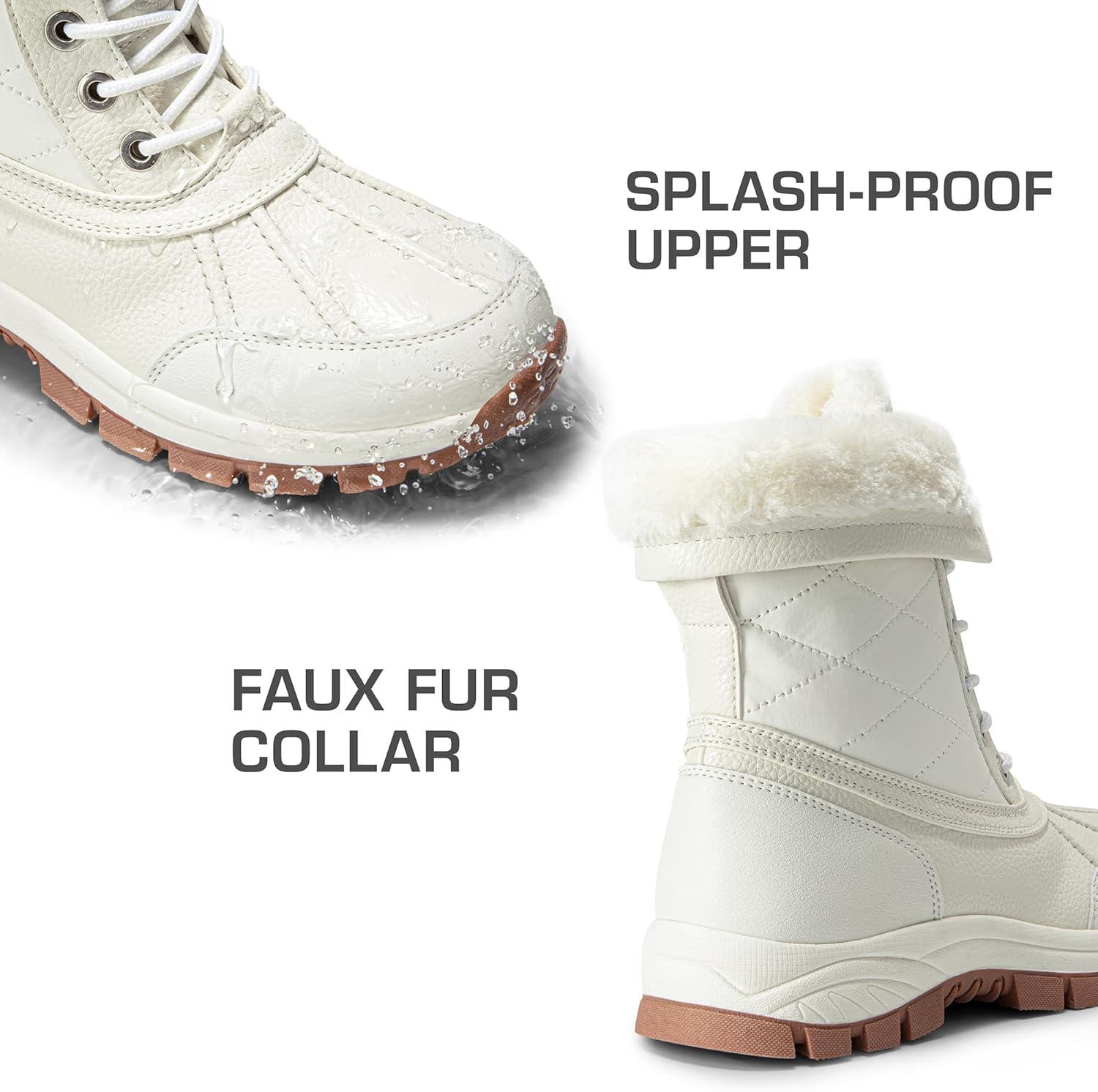 DREAM PAIRS Snow Boots for Women Waterproof Mid Calf Lace Up Duck Boots Warm Faux Fur FuzzyGo Bold Winter Boots for Outdoor