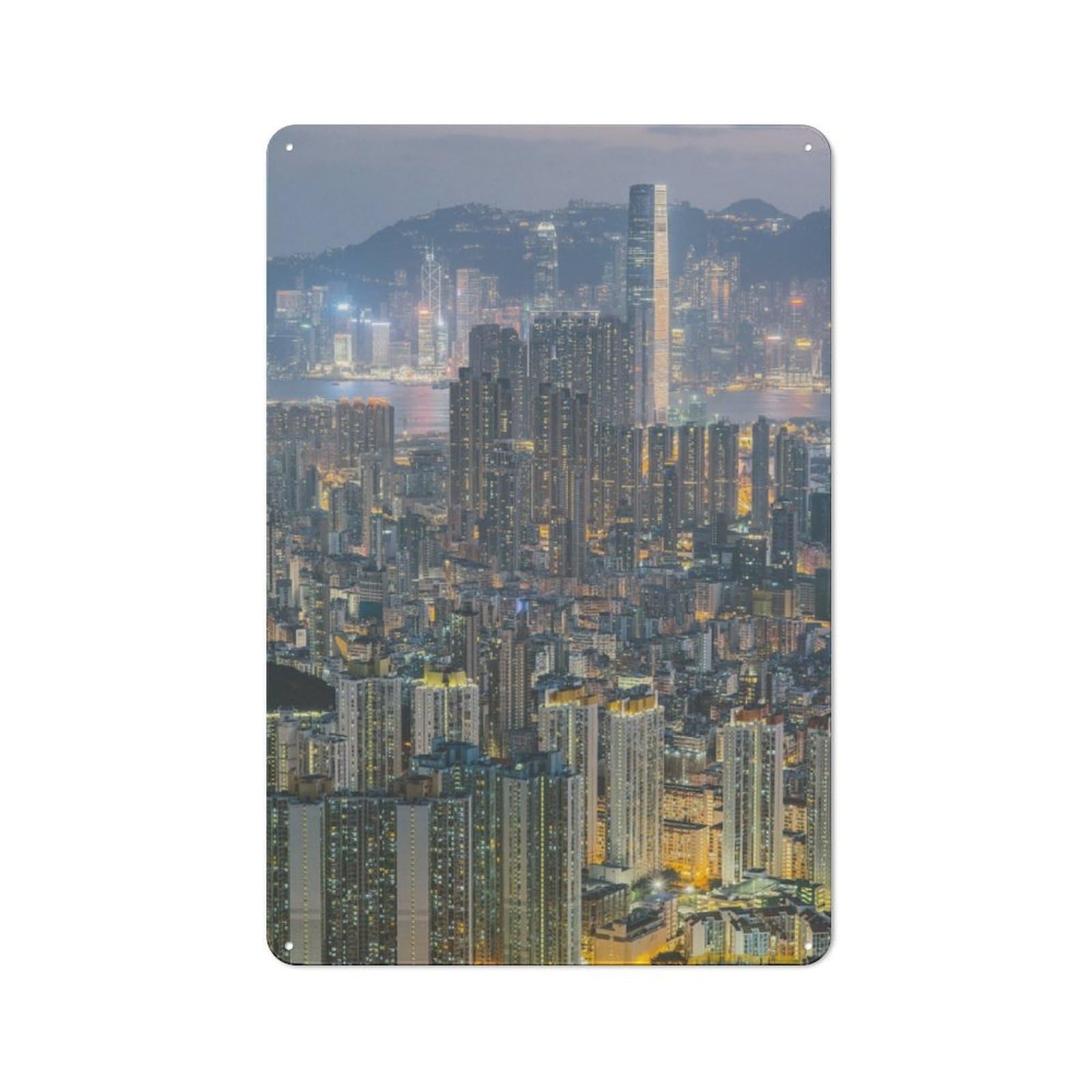 Junmoney Hong Kong Vintage Tin Sign 30X20cm Featuring For Workshop Wall, Gift For Metal Sign Collectors During The Christmas Season